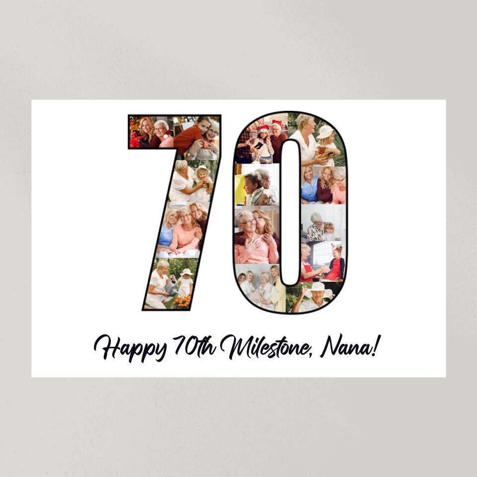 Happy 70th Birthday Milestone Custom Canvas Poster Birthday Gift For Mom For Grandma