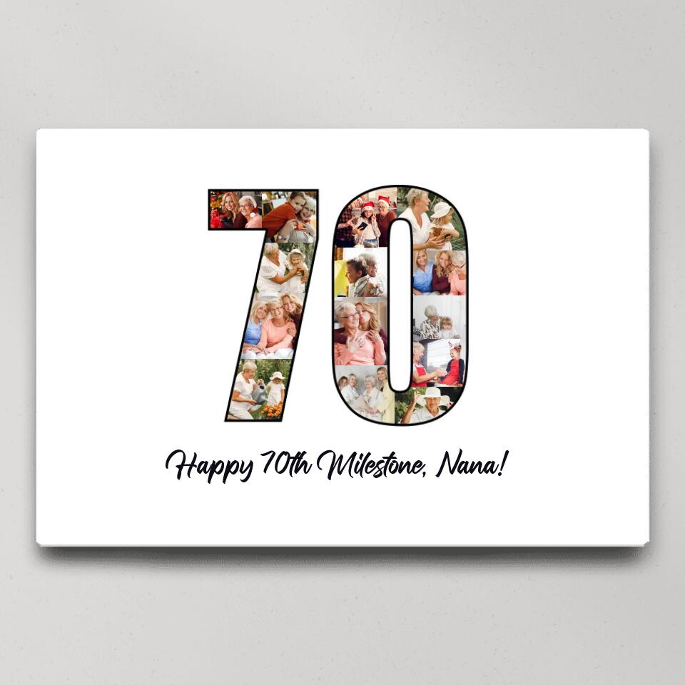 Happy 70th Birthday Milestone Custom Canvas Poster Birthday Gift For Mom For Grandma