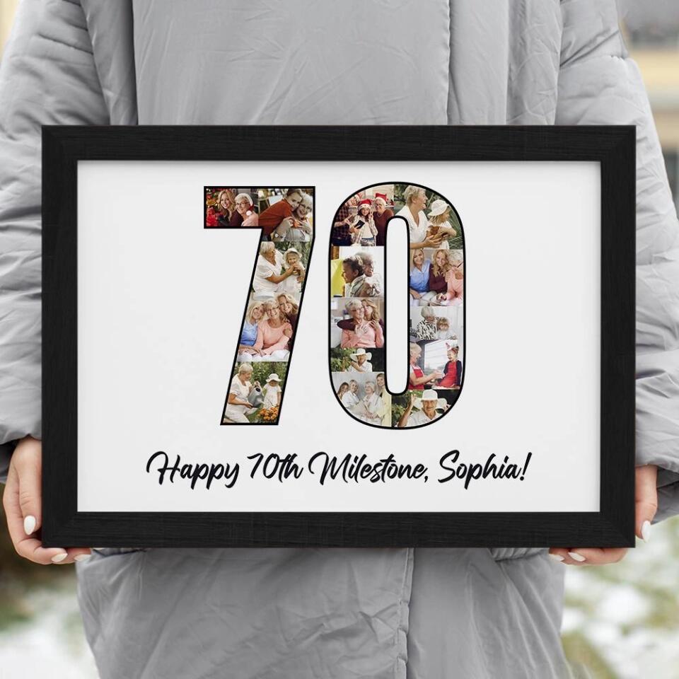 Happy 70th Birthday Milestone Custom Canvas Poster Birthday Gift For Mom For Grandma