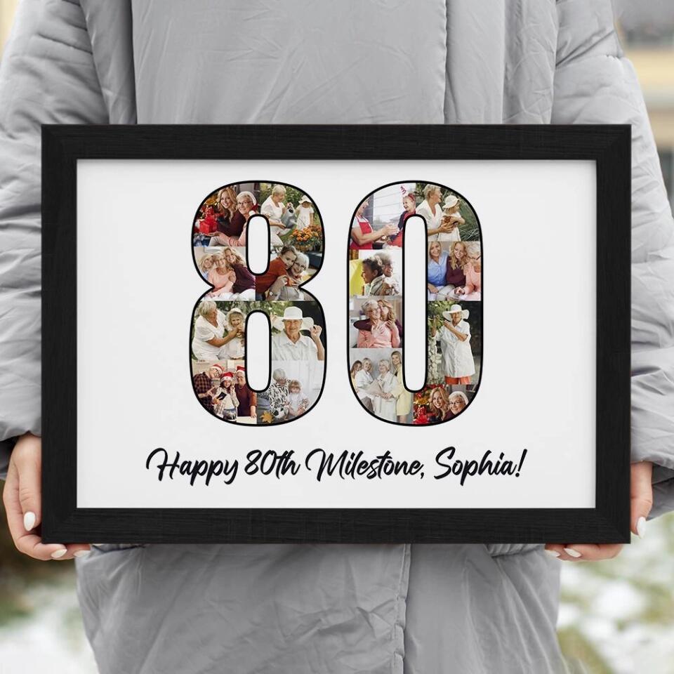 Happy 80th Birthday Milestone Custom Canvas Poster Birthday Gift For Mom For Grandma