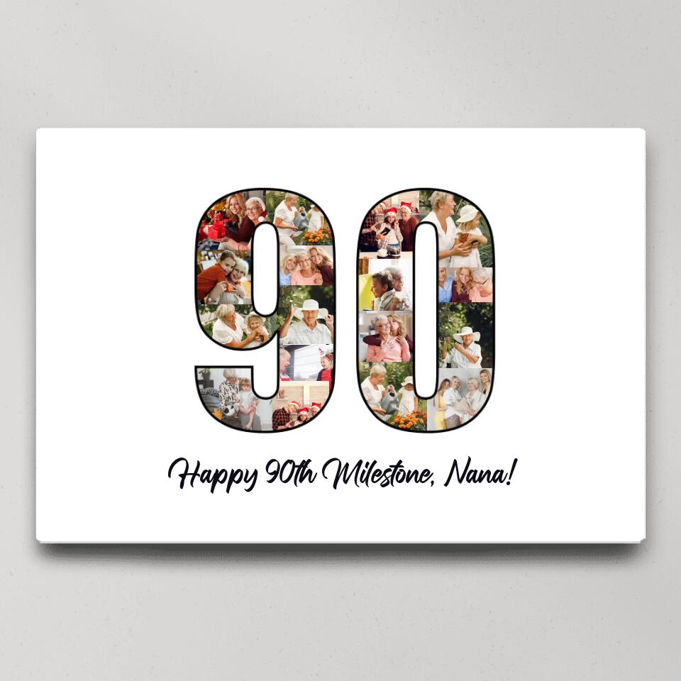 Happy 90th Birthday Milestone Custom Canvas Poster Birthday Gift For Grandparents