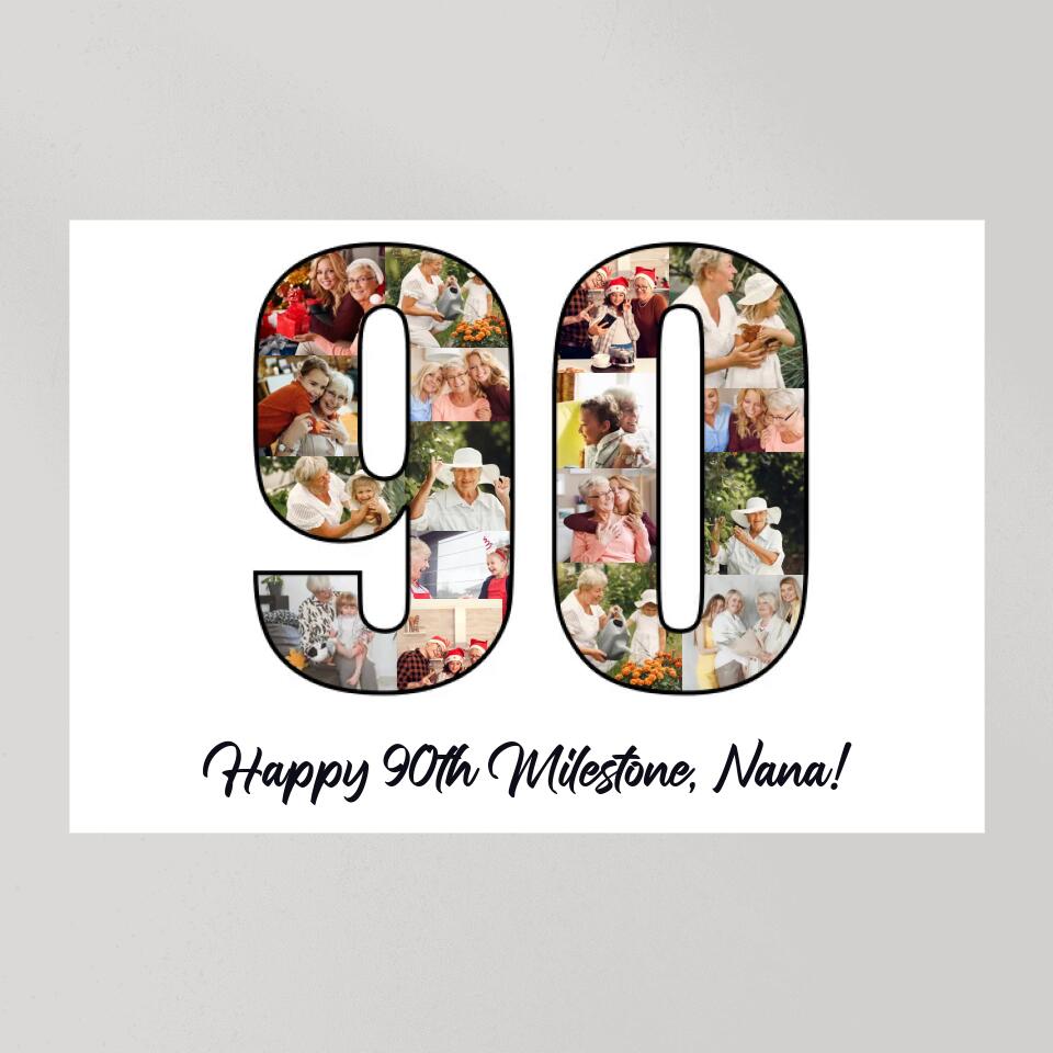 Happy 90th Birthday Milestone Custom Canvas Poster Birthday Gift For Grandparents