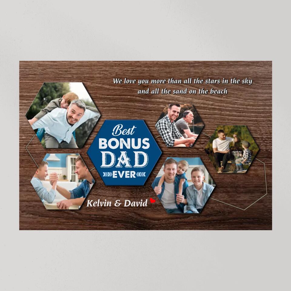 Best Bonus Dad Ever Custom Canvas Poster Birthday Gift For Step Father