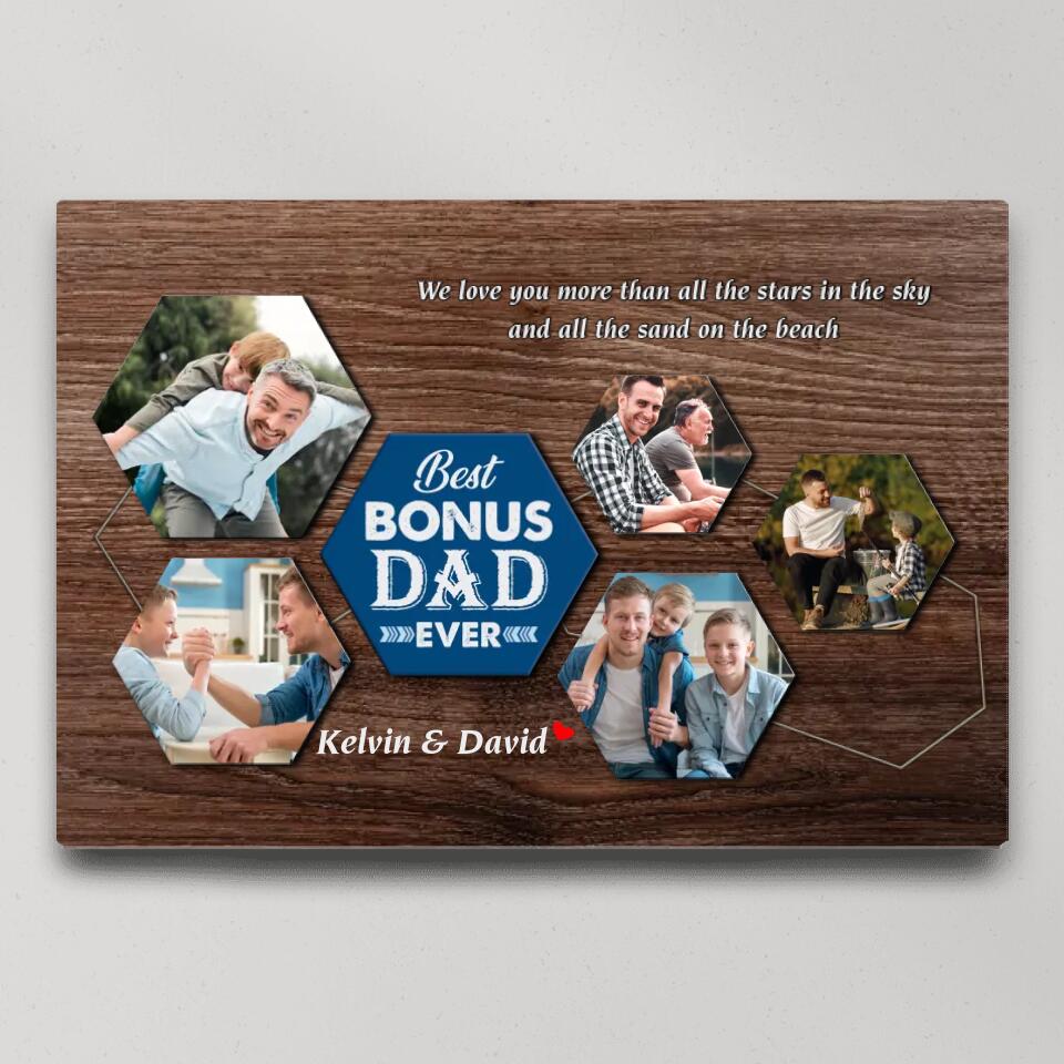 Best Bonus Dad Ever Custom Canvas Poster Birthday Gift For Step Father