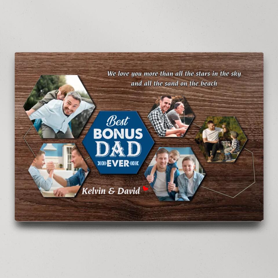 Best Bonus Dad Ever Custom Canvas Poster Birthday Gift For Step Father