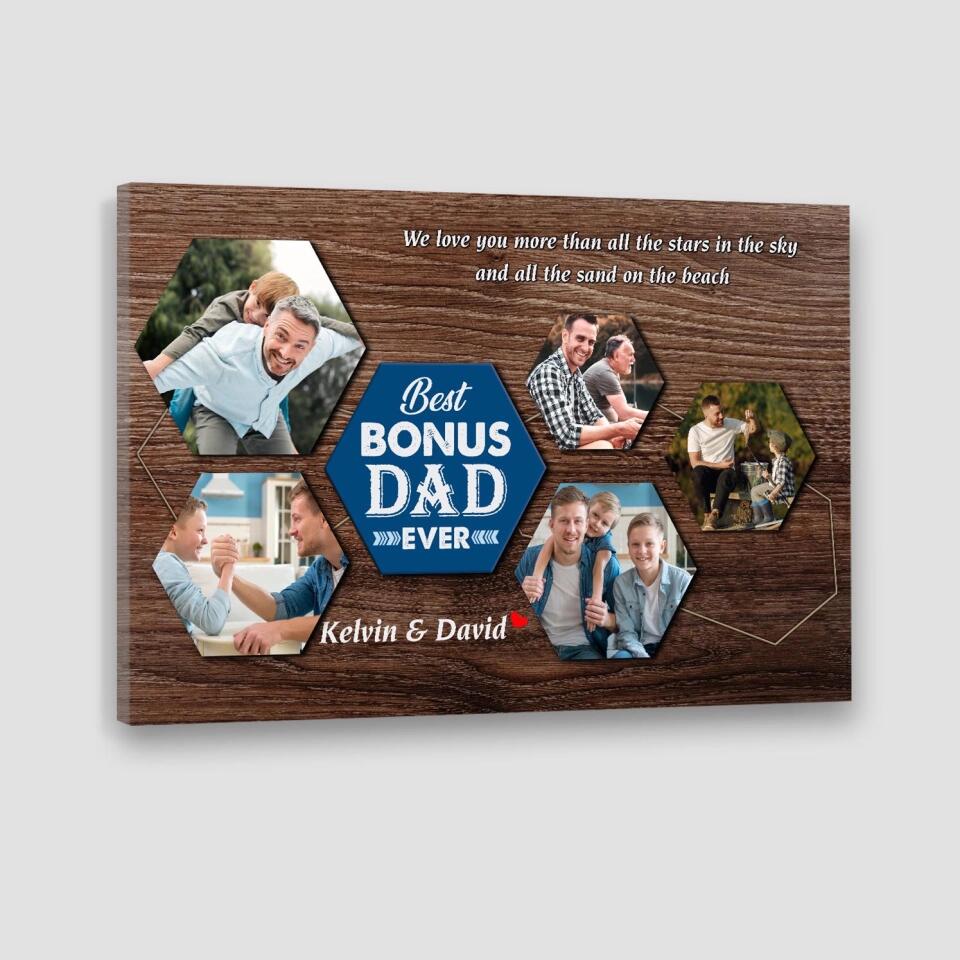 Best Bonus Dad Ever Custom Canvas Poster Birthday Gift For Step Father
