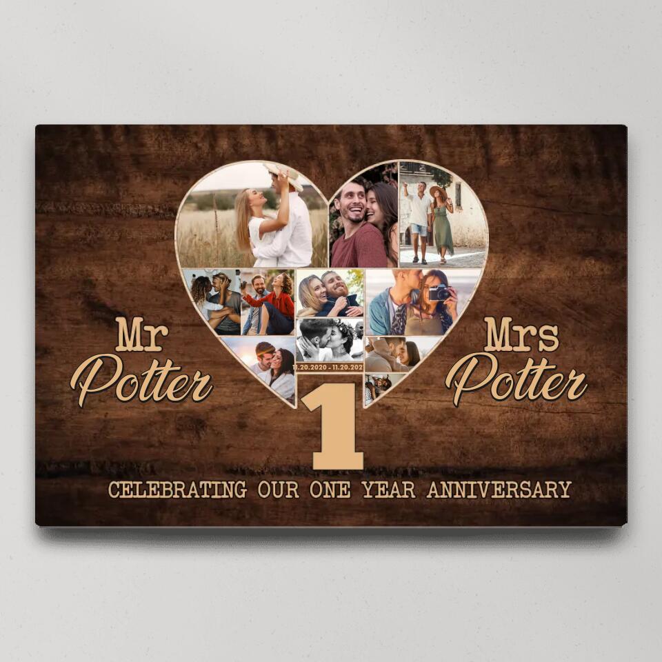 Celebrating Our One Year Anniversary Custom Canvas Poster Anniversary Gift For Couple