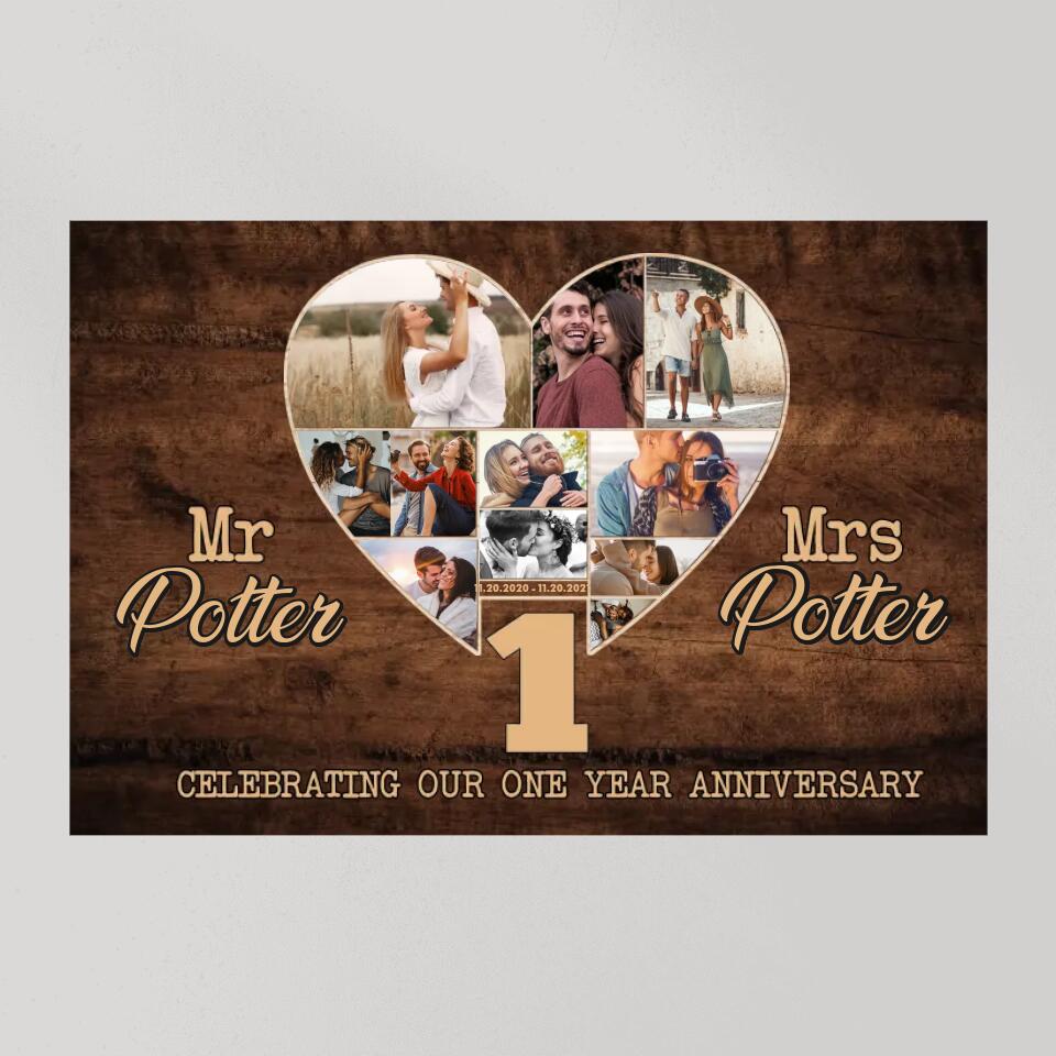 Celebrating Our One Year Anniversary Custom Canvas Poster Anniversary Gift For Couple