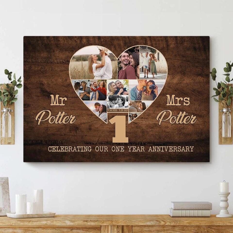 Celebrating Our One Year Anniversary Custom Canvas Poster Anniversary Gift For Couple
