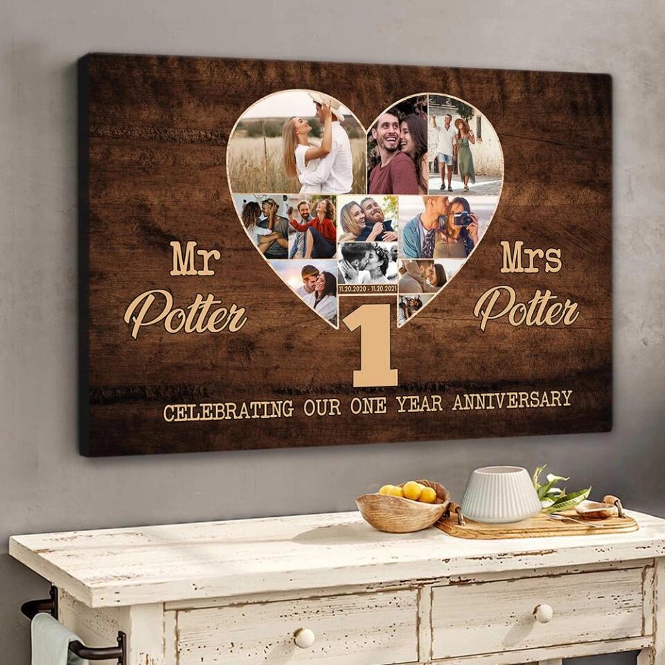 Celebrating Our One Year Anniversary Custom Canvas Poster Anniversary Gift For Couple