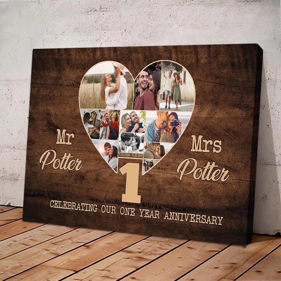 Celebrating Our One Year Anniversary - Personalized Canvas/Poster/Home Decor - Best 1 Year Anniversary Gifts - 208IHPTHCA088