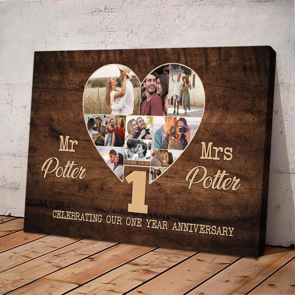 Celebrating Our One Year Anniversary Custom Canvas Poster Anniversary Gift For Couple