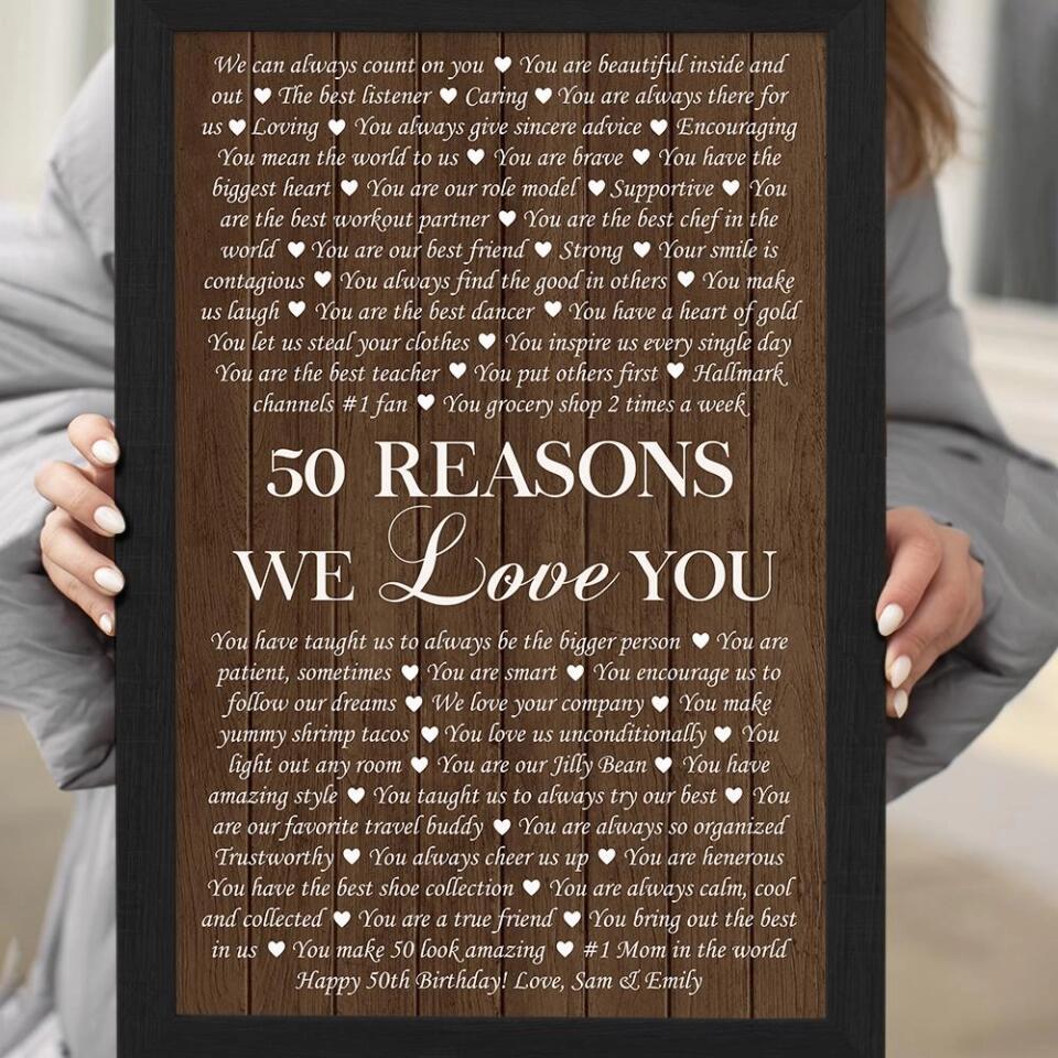 Reasons We Love You Custom Canvas Poster Anniversary Gift