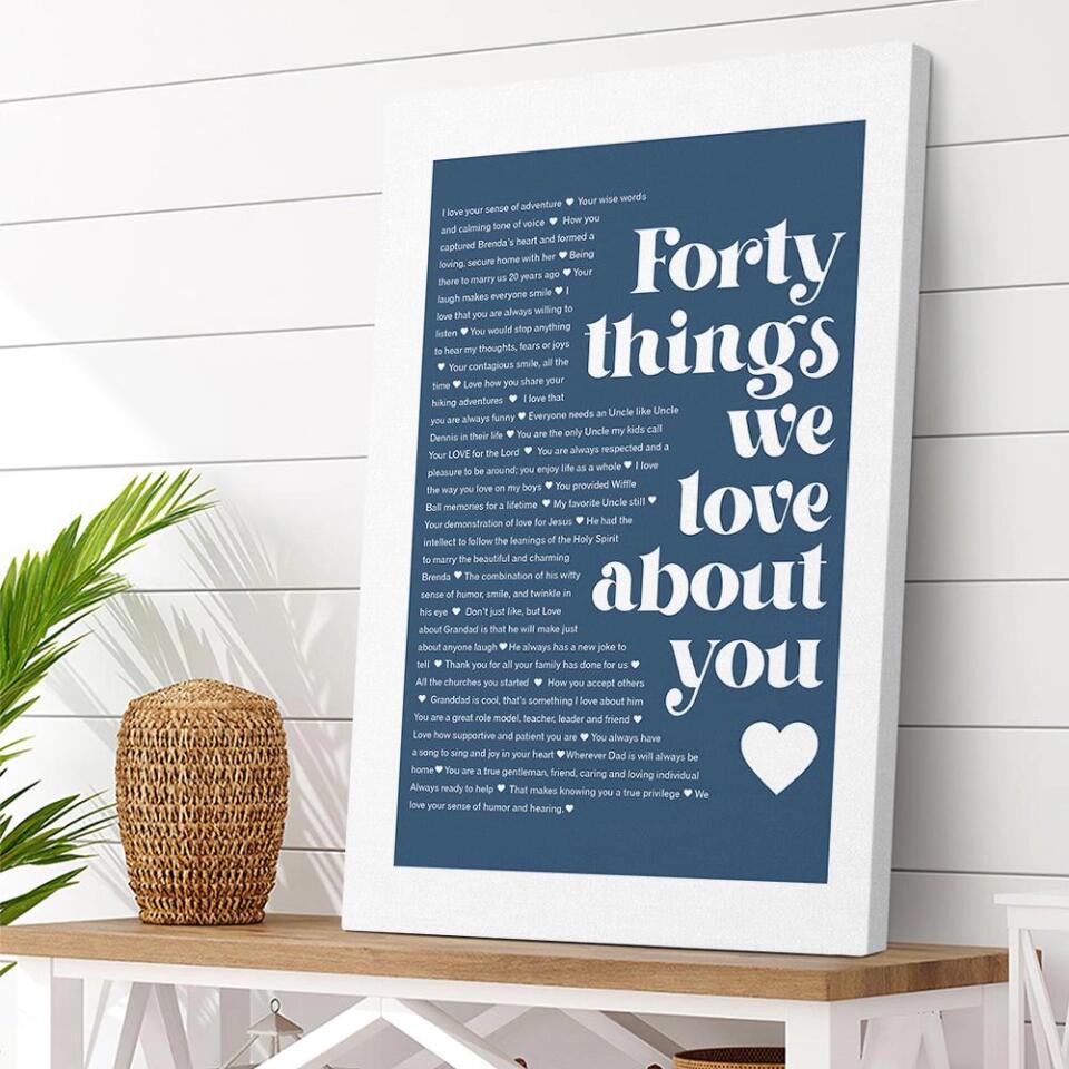 Reasons We Love You Custom Canvas Poster Anniversary Gift