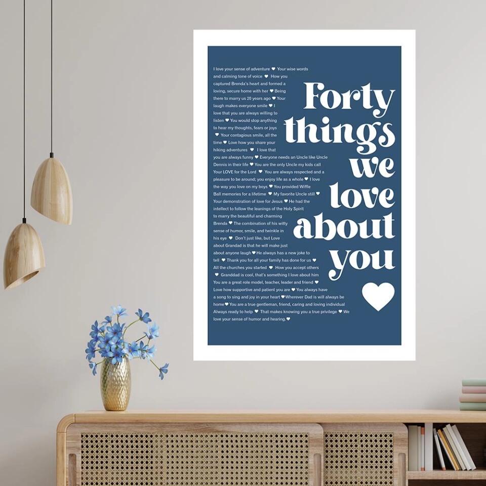 Reasons We Love You Custom Canvas Poster Anniversary Gift