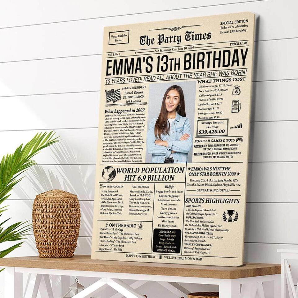 Personalized Birthday Newspaper | Custom Party Supplies | Loveable