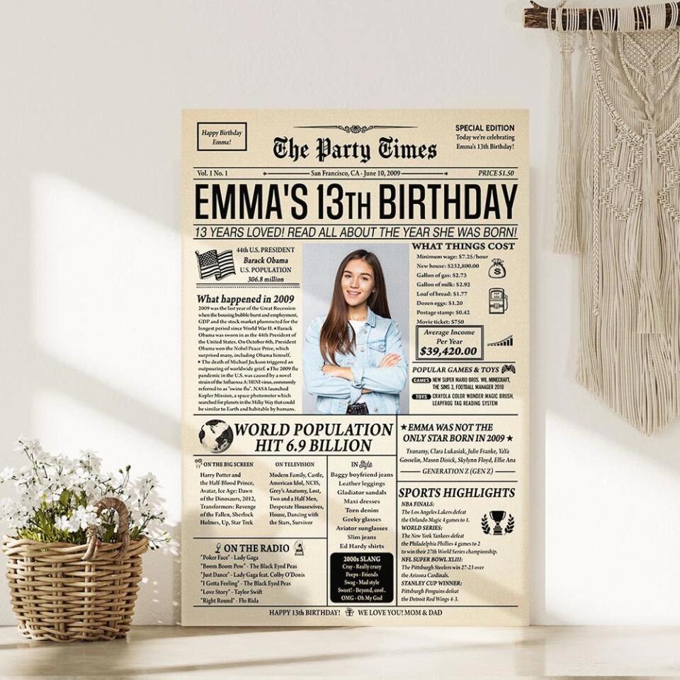 Personalized Birthday Newspaper | Custom Party Supplies | Loveable