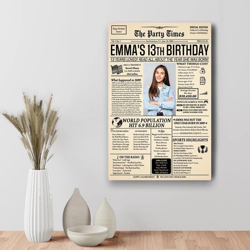 Personalized Birthday Newspaper | Custom Party Supplies | Loveable
