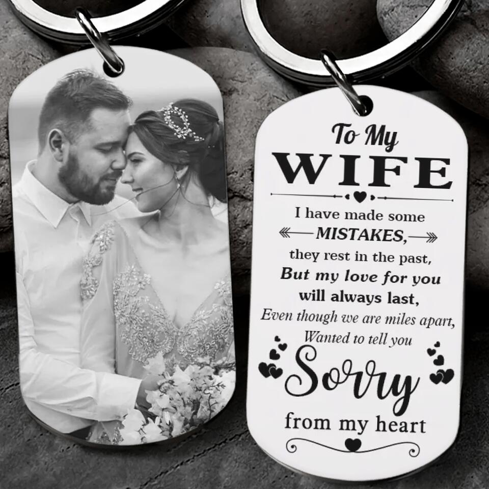 Sorry Wife From My Heart - Personalized Keychain With Picture - Best Sorry Wife Gifts - 208IHPTHKC071