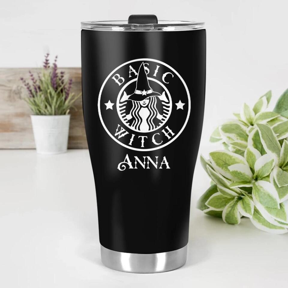 Basic Witch With Personalized Name- Best Curved Tumbler Gift For Halloween-208IHNTHTU546