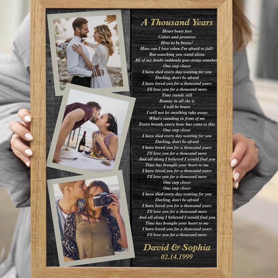 Favorite Song Lyrics And Photo Custom Canvas Poster Anniversary Gift For Couples