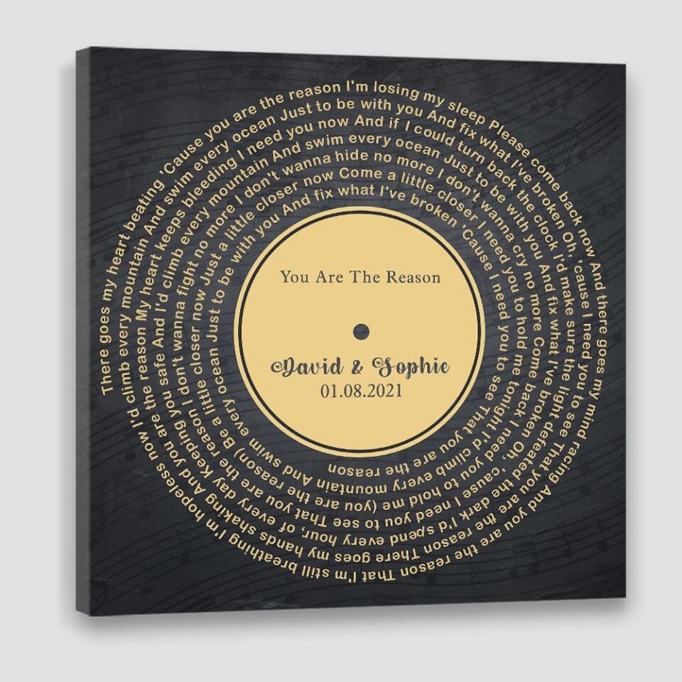 Personalized Valentine Gifts - Custom Vinyl Record - Personalized Song Lyrics - Wall Art, Canvas/Poster - Wedding, Anniversary Gift For Couples