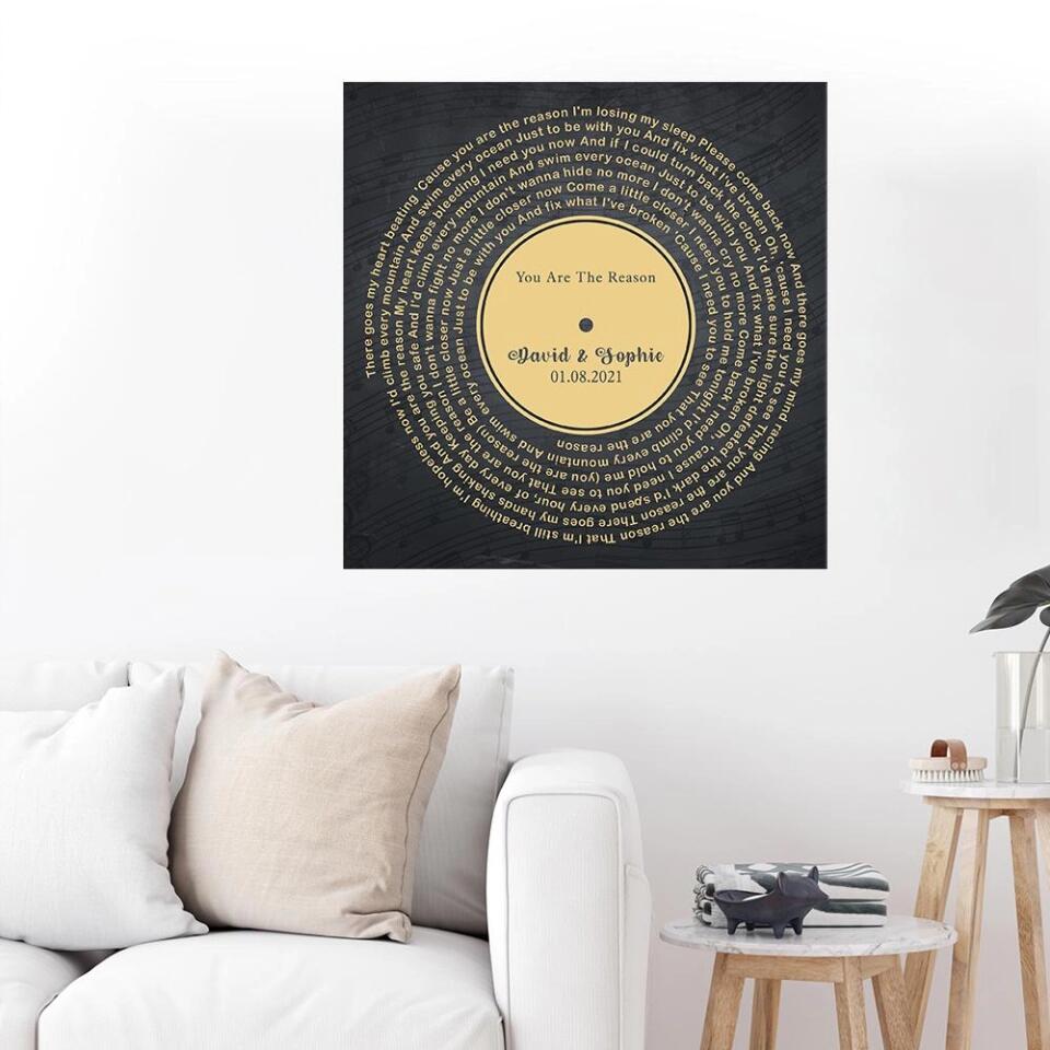 Personalized Valentine Gifts - Custom Vinyl Record - Personalized Song Lyrics - Wall Art, Canvas/Poster - Wedding, Anniversary Gift For Couples
