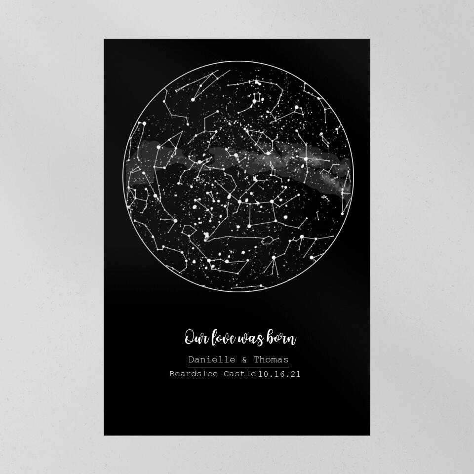 Our Love Was Born Night Sky Custom Star Map Canvas Poster Anniversary Gift For Him For Her