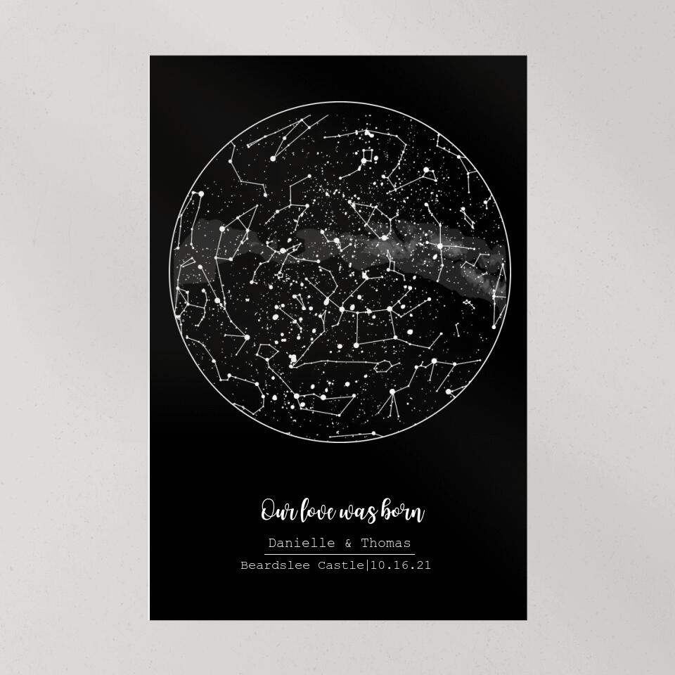 Our Love Was Born Night Sky Custom Star Map Canvas Poster Anniversary Gift For Him For Her