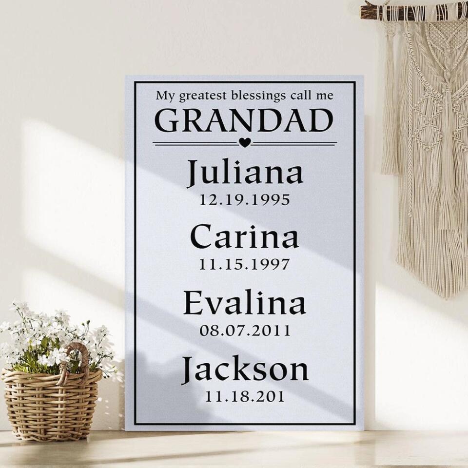 My Greatest Blessings Call Me Custom Canvas Poster Birthday Gift For Grandparents
