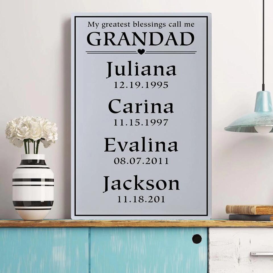 My Greatest Blessings Call Me Custom Canvas Poster Birthday Gift For Grandparents