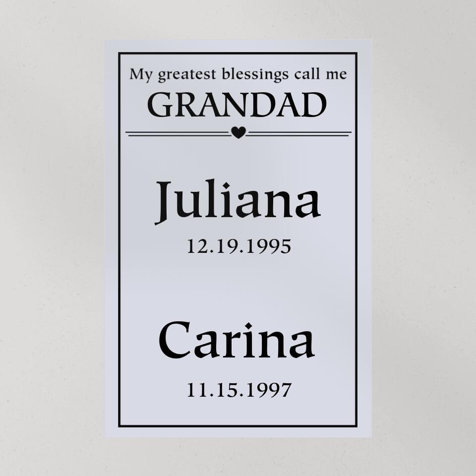 My Greatest Blessings Call Me Custom Canvas Poster Birthday Gift For Grandparents