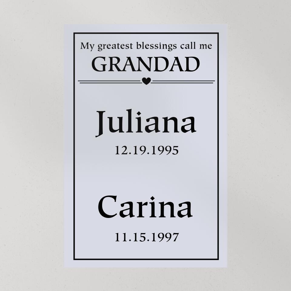 My Greatest Blessings Call Me Custom Canvas Poster Birthday Gift For Grandparents