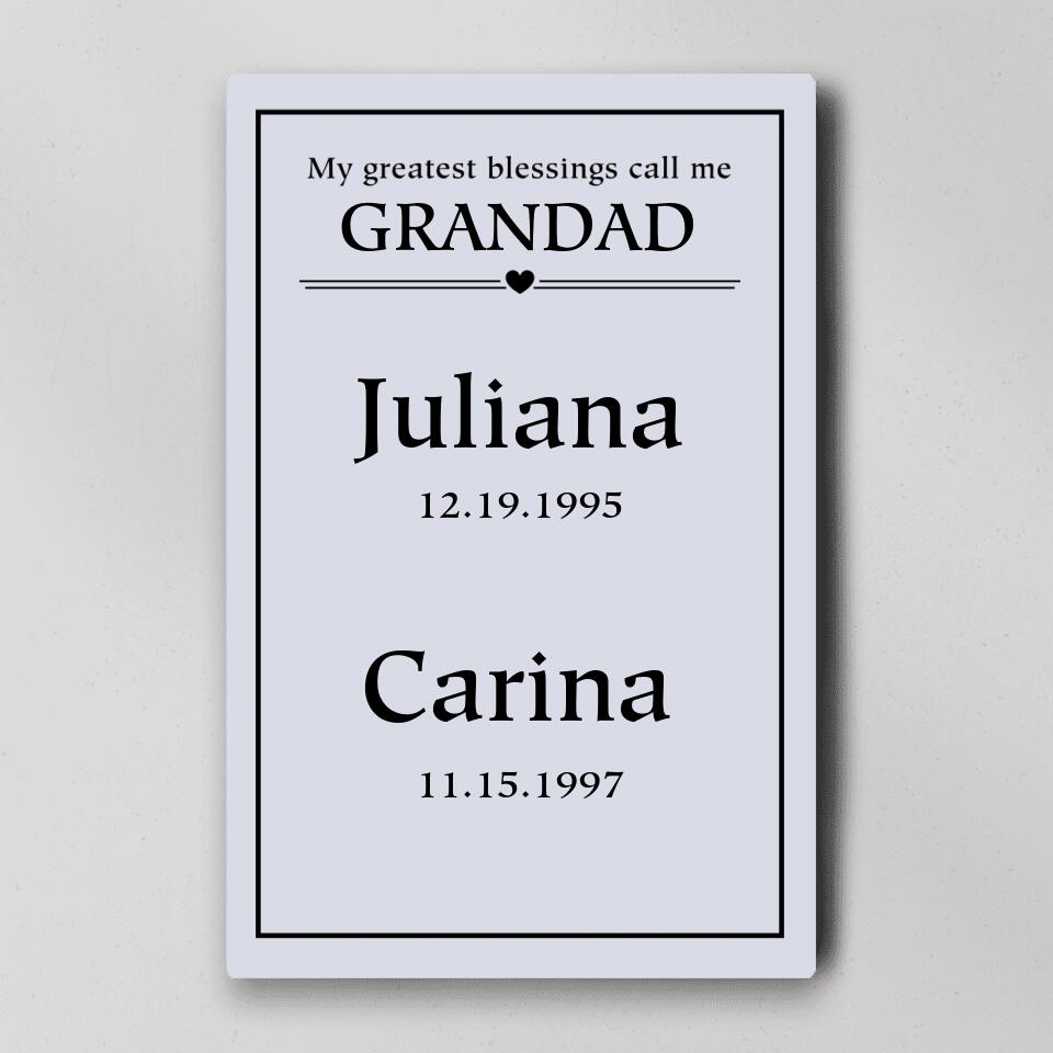 My Greatest Blessings Call Me Custom Canvas Poster Birthday Gift For Grandparents