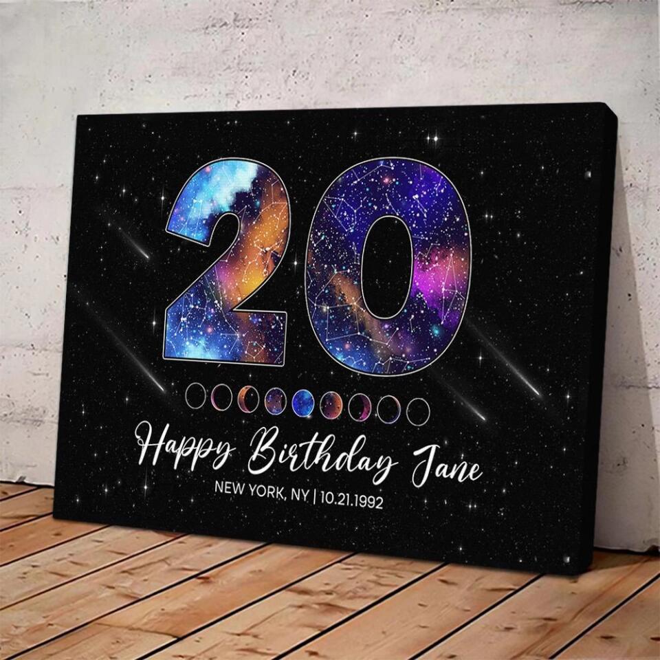 Personalized Star Map Birthday Anniversary Canvas Poster