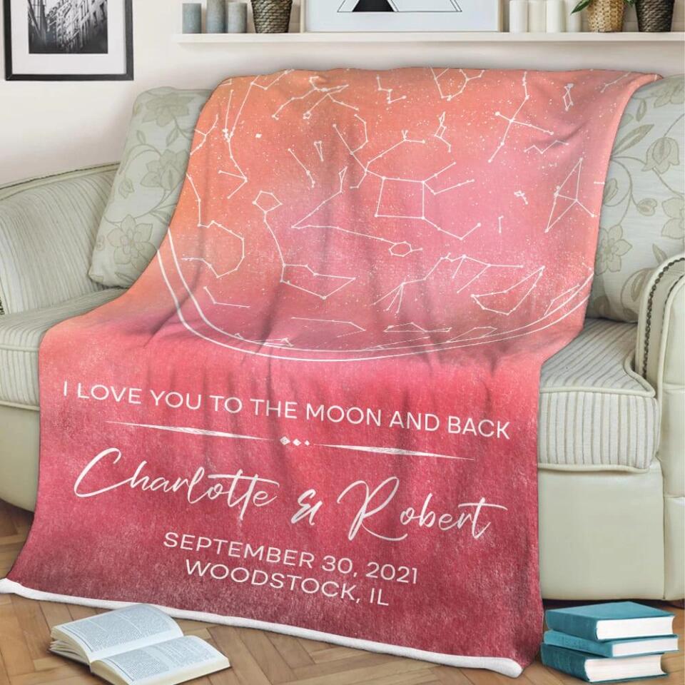 Starmap And Moon With Custom Quote-Best Personalized Blanket Gift For Birthday Anniversary-208IHNBNBL599