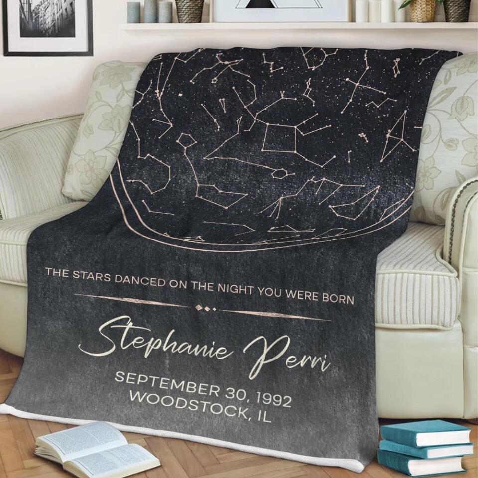 Starmap And Moon With Custom Quote-Best Personalized Blanket Gift For Birthday Anniversary-208IHNBNBL599