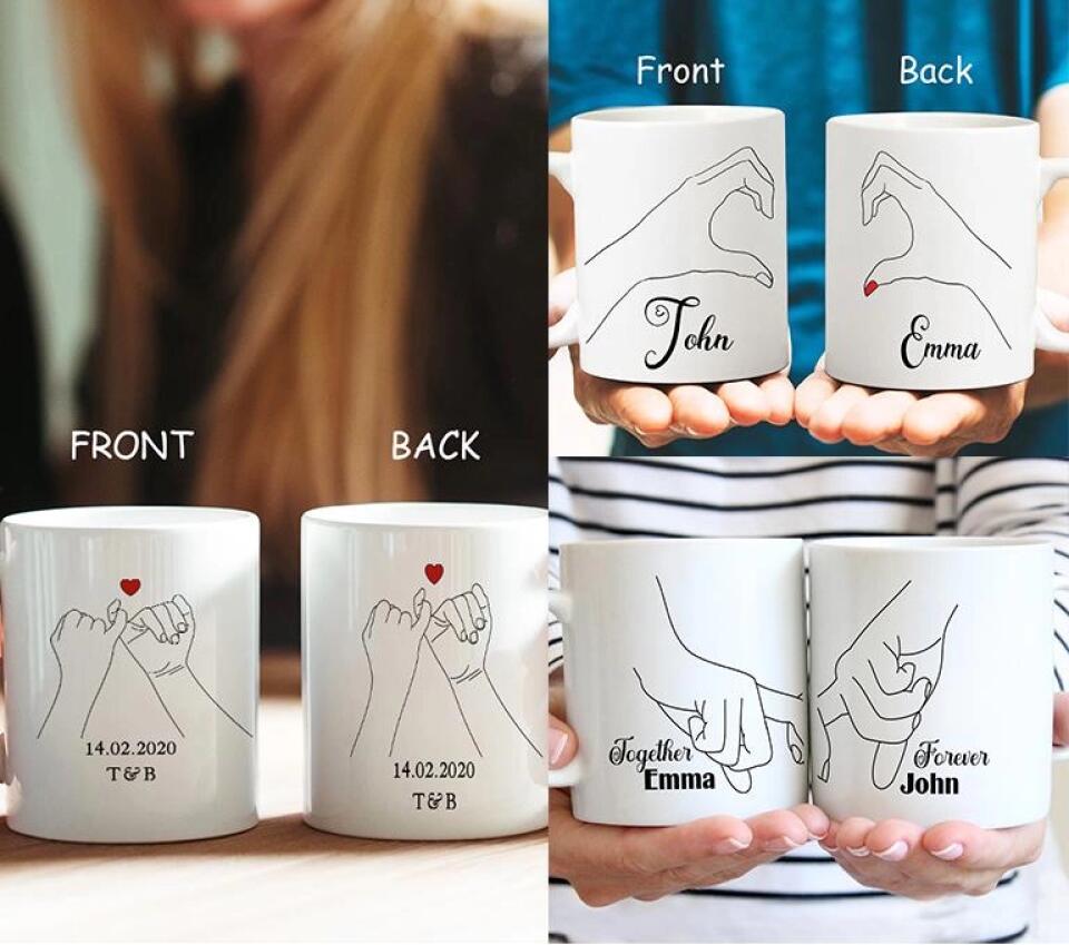 Personalized Valentine Gifts - Custom Gifts for Couple Mug 3 Styles - Personalized White Mug