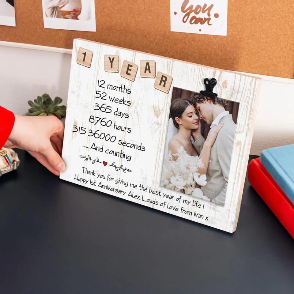 Thank You For Giving Me The Best Year Of My Life- Best Personalized Photo Clip Frame Gift For 1st Wedding Anniversary-209IHNTHPT605