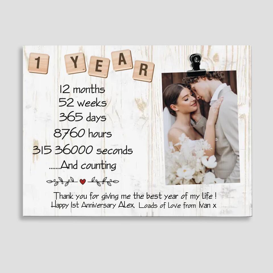 Thank You For Giving Me The Best Year Of My Life- Best Personalized Photo Clip Frame Gift For 1st Wedding Anniversary-209IHNTHPT605