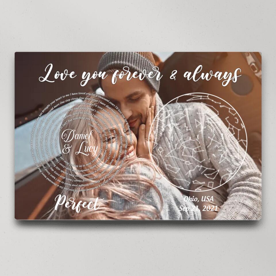 Love You Forever And Always Favorite Song Lyrics Custom Star Map Canvas Poster Anniversary Gift