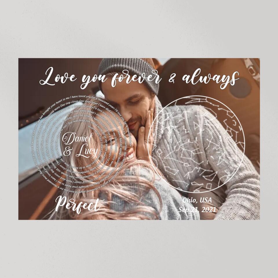 Love You Forever And Always Favorite Song Lyrics Custom Star Map Canvas Poster Anniversary Gift