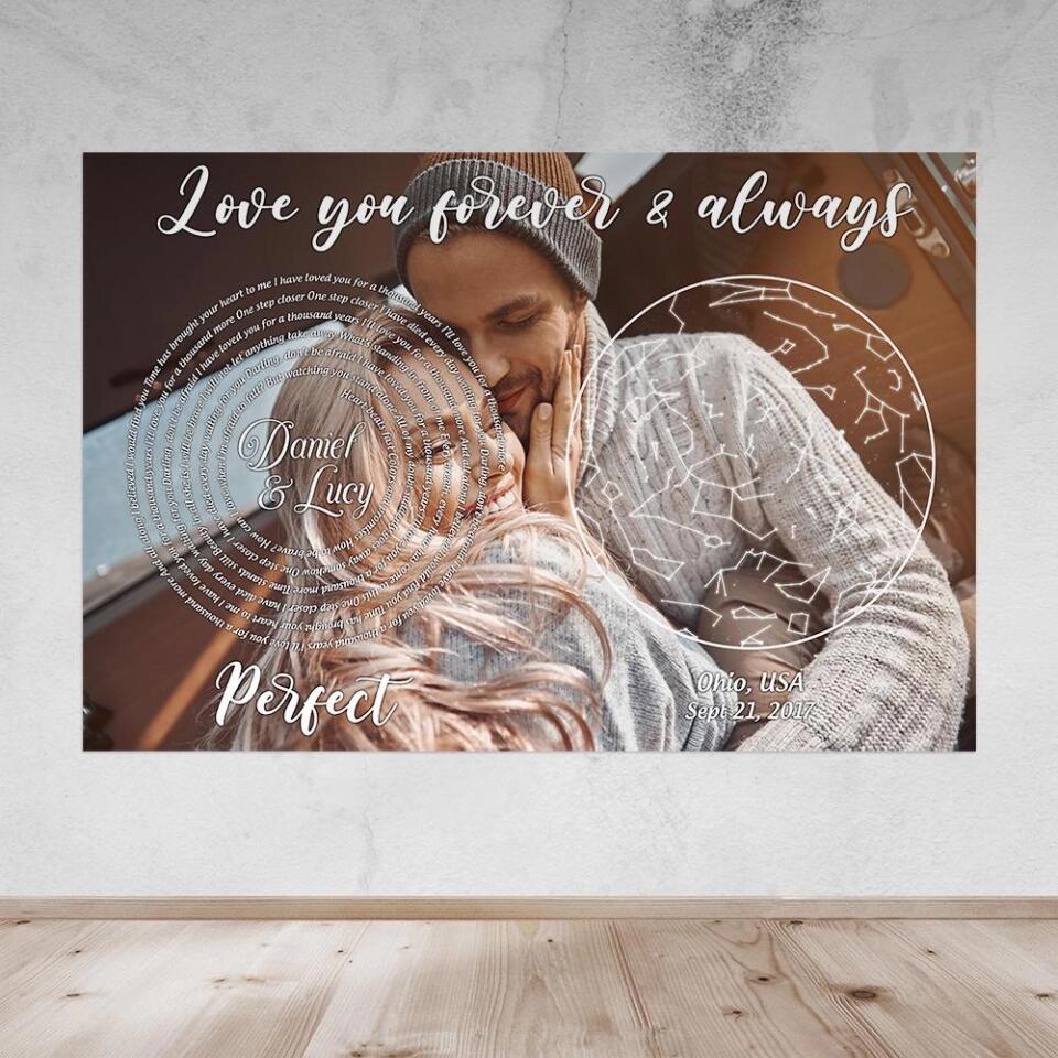 Love You Forever And Always Favorite Song Lyrics Custom Star Map Canvas Poster Anniversary Gift