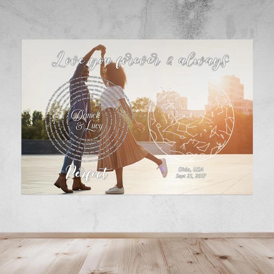 Love You Forever And Always Favorite Song Lyrics Custom Star Map Canvas Poster Anniversary Gift