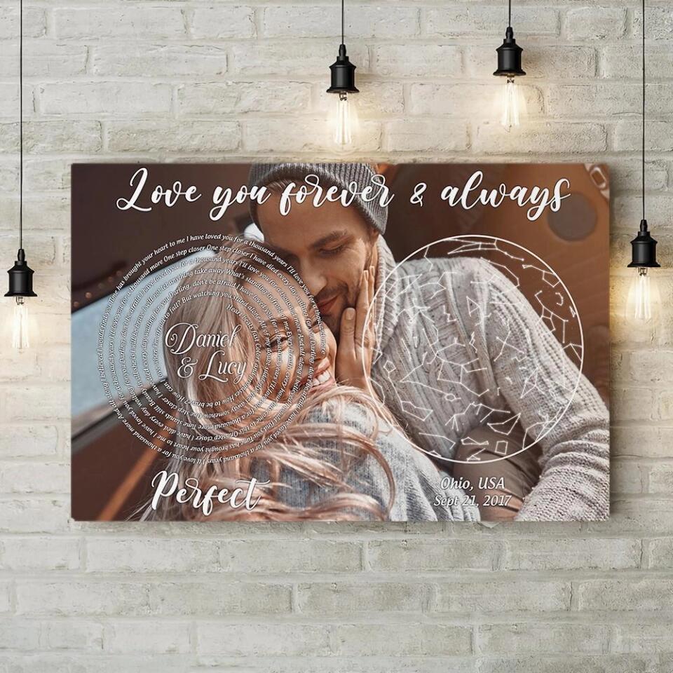 Love You Forever And Always Favorite Song Lyrics Custom Star Map Canvas Poster Anniversary Gift