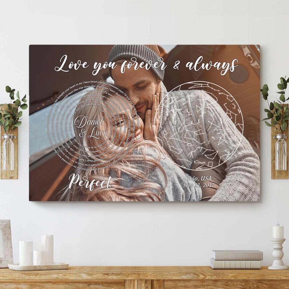 Love You Forever And Always Favorite Song Lyrics Custom Star Map Canvas Poster Anniversary Gift