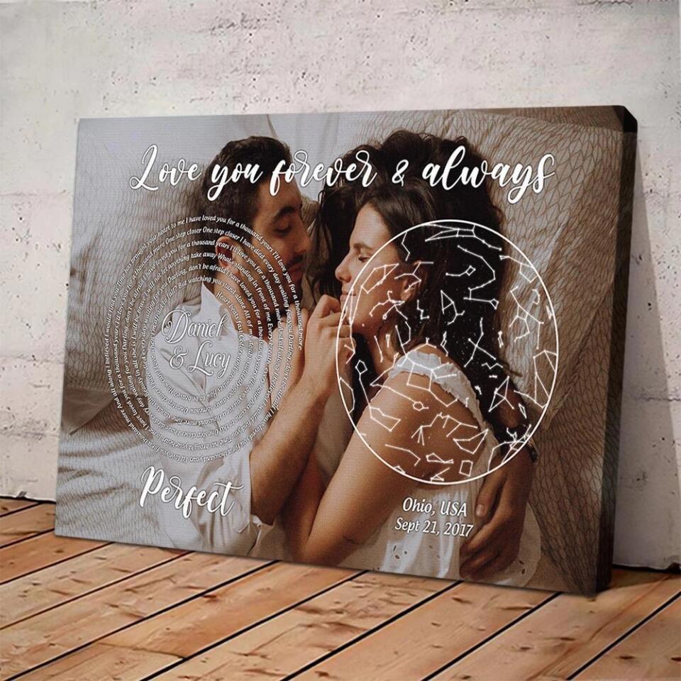 Song Lyric Print And Star Map Custom - Personalized Anniversary  Canvas Best Gifts For Couple - 209IHPBNCA141
