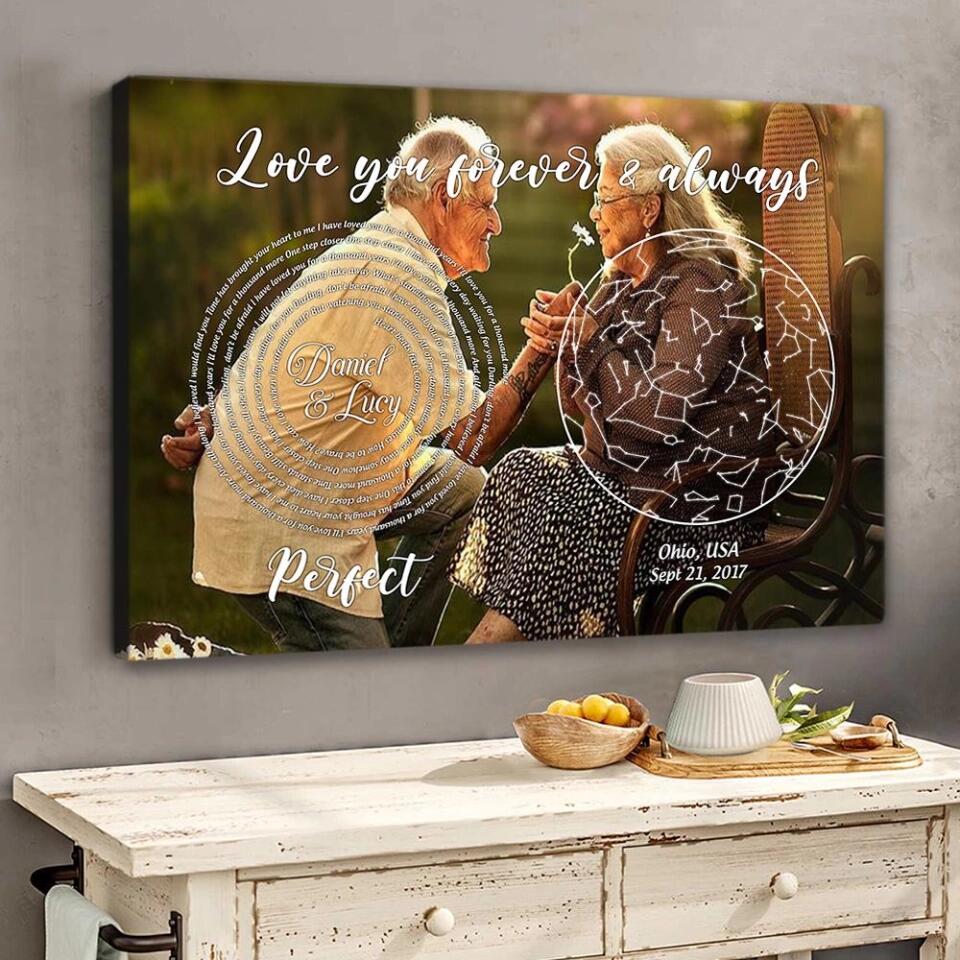 Love You Forever And Always Favorite Song Lyrics Custom Star Map Canvas Poster Anniversary Gift