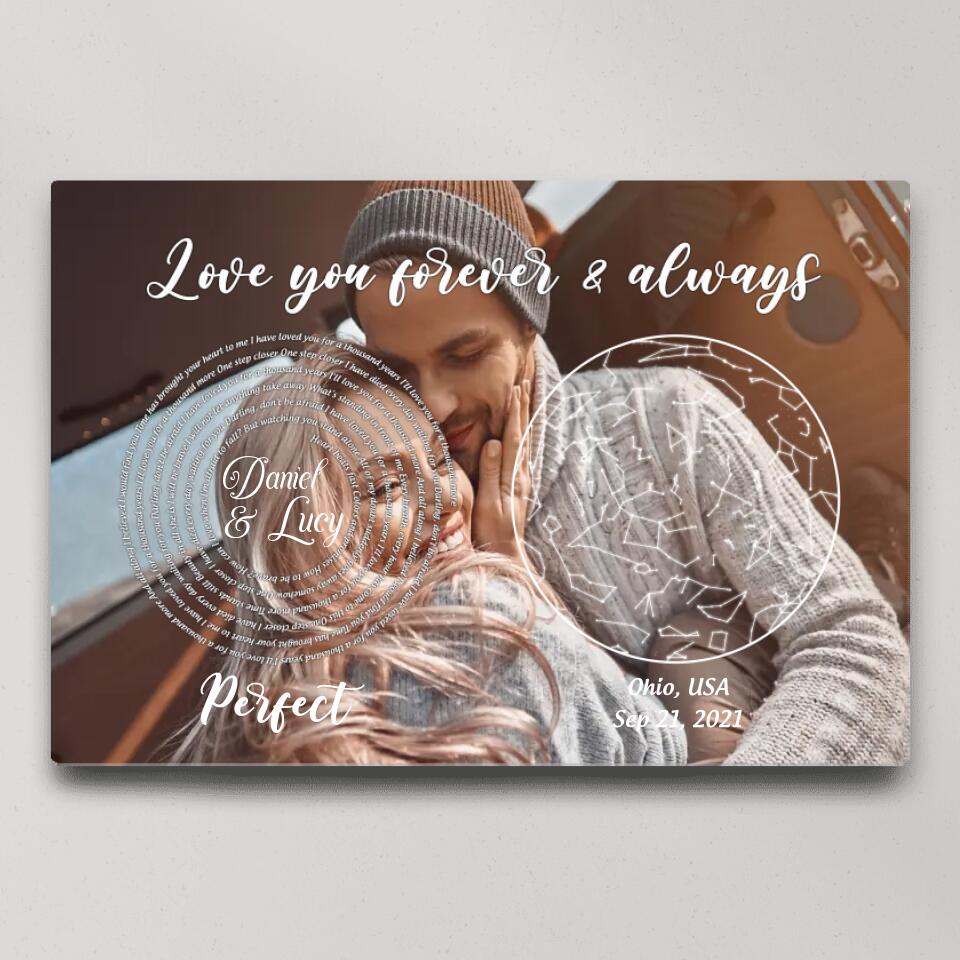 Love You Forever And Always Favorite Song Lyrics Custom Star Map Canvas Poster Anniversary Gift