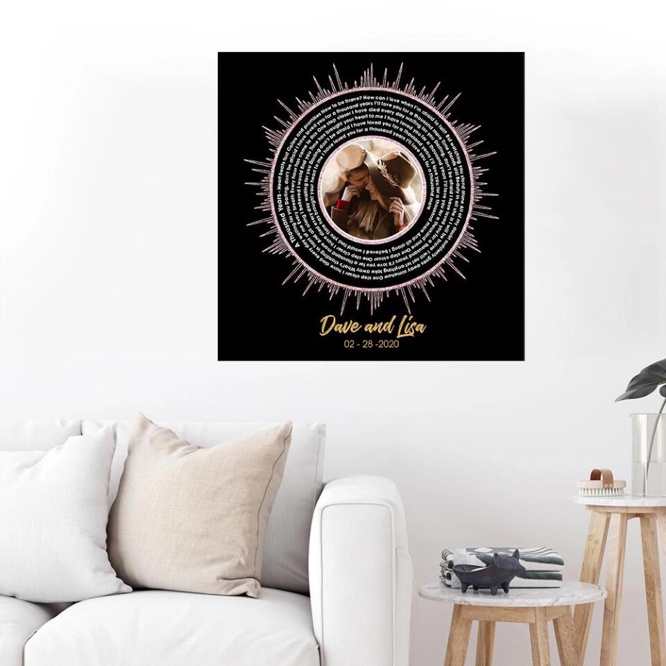 Vinyl Record Favorite Song Sound Waves Lyrics Custom Canvas Poster Anniversary Gift For Couples